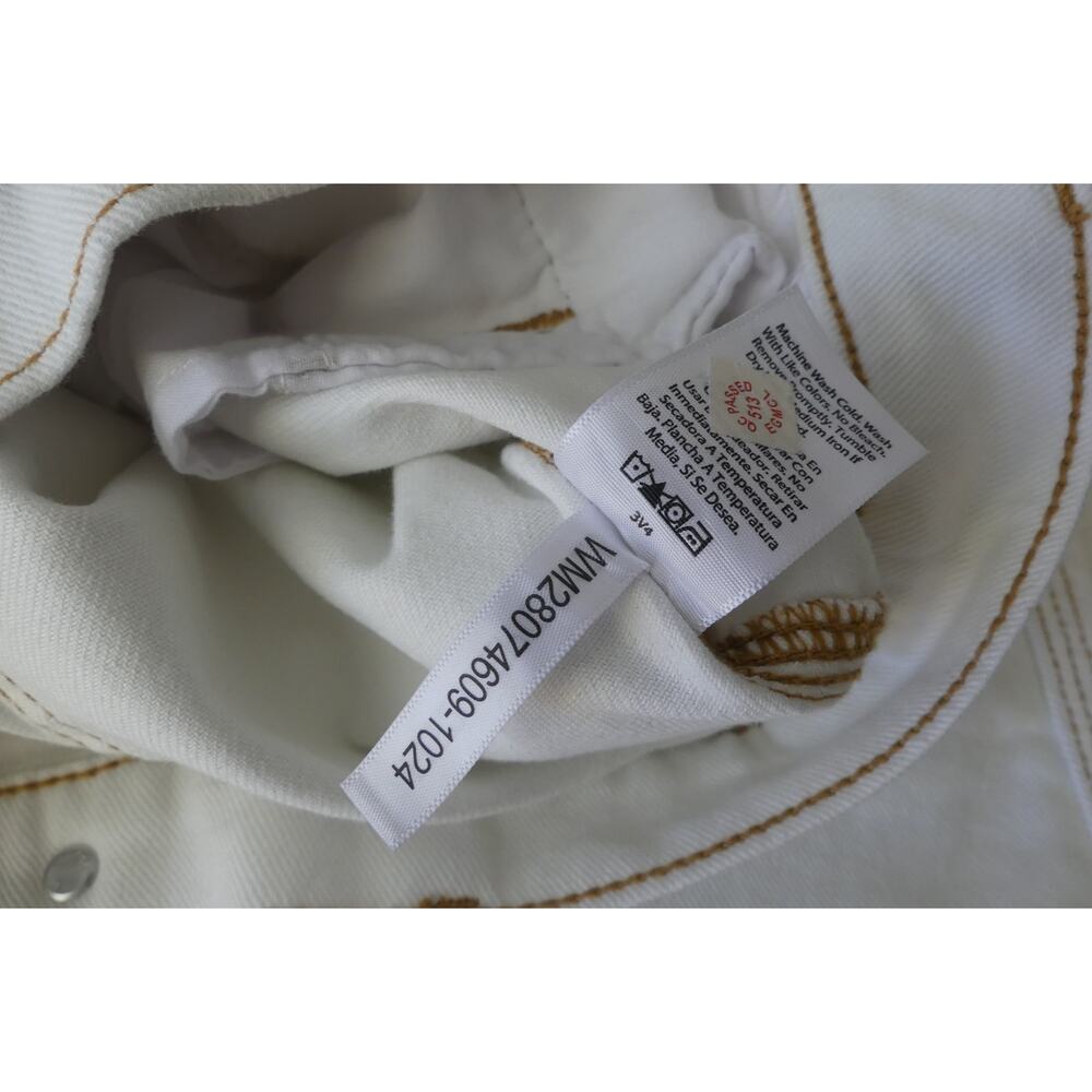 Free Assembly Ivory Denim Skirt Sz 2 Button Front Knee‎ Modest Contrast Stitch - Picture 7 of 9